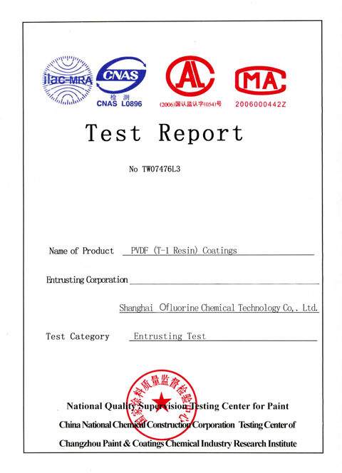 T-1 PVDF powder test report 1